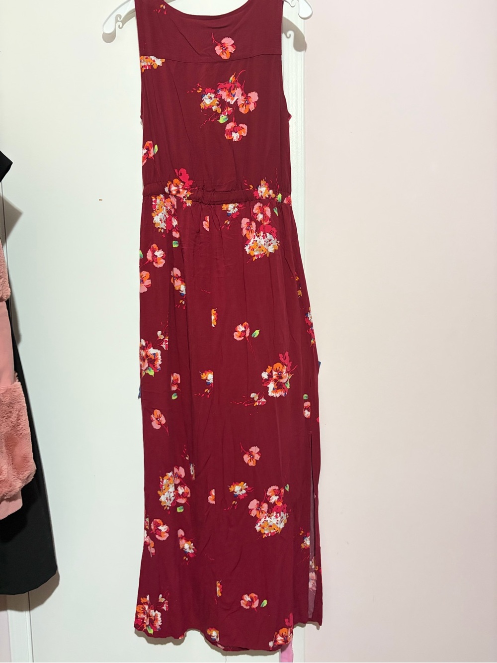 Apt. 9 Burgundy Floral V-Neck Sleeveless Maxi Dress - Picture 8 of 13